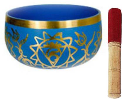 Brahmz Singing Bowl Meditation Musical Instruments Buddhist Tibetan Brass Bowl Chakra Bowl - Sky Blue Singing Bowl