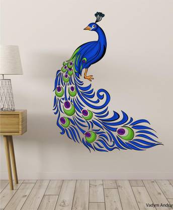 Approach home Decor 60 cm peacock 3d wall sticker Size-48x60 cm Self Adhesive Sticker