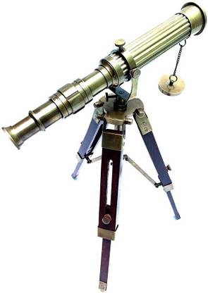 nikint Antique Brass Telescope with Wooden Tripod Stand for Home décor, Office use, Scientific use and for Gifting Purpose Reflecting Telescope