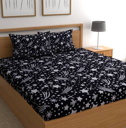 CHHAVI INDIA Microfiber Double Flat 120 TC Printed Bedsheet