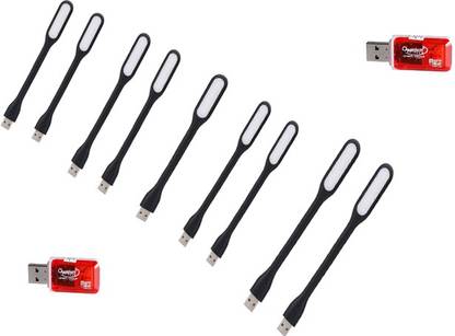QHMPL Quantum Ultra High Speed Card Reader USB 2.0 with USB ACCESERIES - FLEXIBLE USB LED LIGHT LAMP FOR COMPUTER 11 ITEM Combo Set