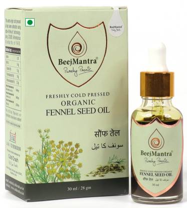 BeejMantra Organic Cold-Pressed Fennel Seed Oil Glass Bottle
