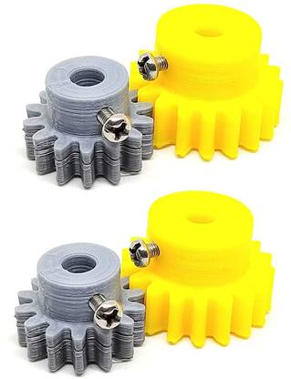 INVENTO 2pcs 3D Printed Plastic Spur Gear 14 Teeth + 18 Teeth, 1.5 Module, 10mm Width, 6mm hole for DIY Projects Automotive Electronic Hobby Kit