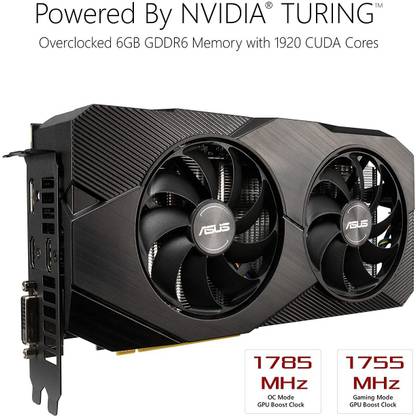 ASUS DUAL-RTX2060-O6G-EVO GDDR6 6 GB NVIDIA Chipset 64 bit 1200 MHz Graphics Card