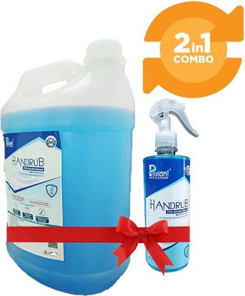 Prolant (Combo Pack with Refill ) 5L Handrub Sanitizer 75% Alcohol Based, pH Balanced Can (5 L) Hand Rub Can