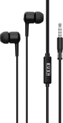 BUSH Wired Stereo Earphones with In-Built Mic, Dynamic Drivers Wired