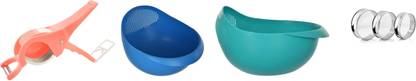 R.sons Strainer Colander, Fruit Basket, Pasta Strainer, Vegetable Strainer, Kitchen Sieve, Washing Bowl, Unbreakable, peeelr and cutter 1 aata chani Kitchen Tool Set