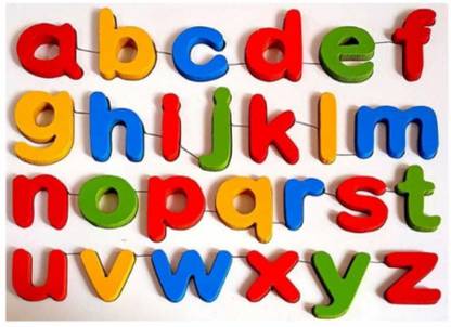 FLICK IN 3D Wooden Small Alphabet Letters Puzzle Toys for Children, Small a-z Montessori Digital Early Educational Lower Case Learning ABC English Alphabets Board Tray Toy for Kids|Toddlers|Boys