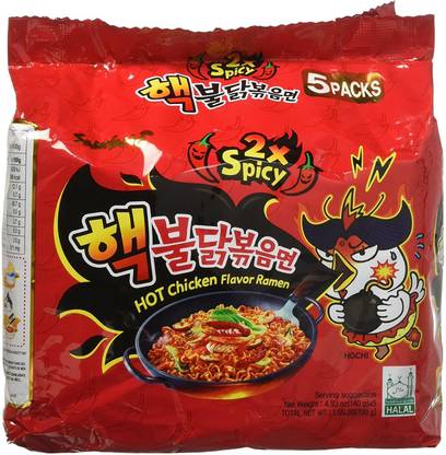 Samyang 2X SPICY BULDAK 140G*5 Hakka Noodles Non-vegetarian