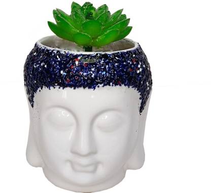 WONDERLAND by Wonderland Buddha Blue Color Hair Ceramic pots Plant Container Set