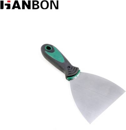 hanbon TOOLS MASTER 4inch Putty Knife with Rubber Handle Paint and Wall Stiff Scraper Carbon Steel Drywall Taping Spreading Scraping Tool Stiff Putty Knife
