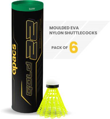 apacs Gold 22 Molded Eva Nylon Shuttlecock (6 in 1) Nylon Shuttle  - Yellow