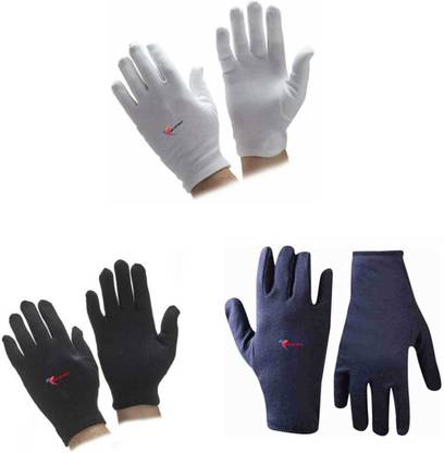 GOLDFINCH Cotton Cricket Multipurpose Hand Protect Re-usable Batting Inner Gloves Set of 3 Wicket Keeping Gloves