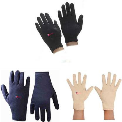 GOLDFINCH Cotton Cricket Multipurpose Hand Protect Re-usable Batting Inner Gloves Set of 3 Wicket Keeping Gloves