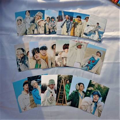 Niki Enterprises 9 cm BTS Winter Stickers ( Set of 18 ) Self Adhesive Sticker