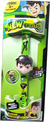 SharvilSons Ben 10 Action Figure Face Based Omnitrix Wrist Watch with Light (Multicolor LED rotating pattern Light) And Music For Kids