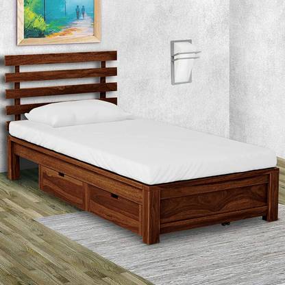 Rjkart CARLOS Regular Single Bed With Storage Solid Wood Single Drawer Bed