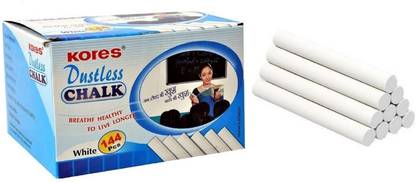 KORES WHITE Dustless Chalk, 144 pcs Board Chalk
