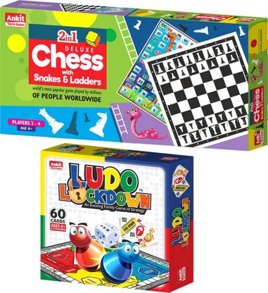 Ankit Chess 18 Deluxe & Ludo Lockdown Borad Game For for 5+ years Boys & Girls, Indoor Games for Family -Combo Party & Fun Board Game