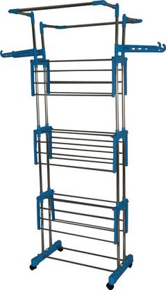 RAFTTAR Steel Floor Cloth Dryer Stand RF - PURE STAINLESS STEEL 2 LAYER CLOTH DRYING RACK - 03