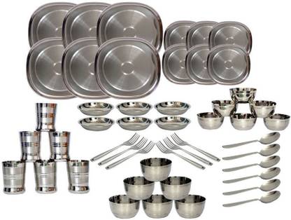 savariya Pack of 48 Steel Dinner Set