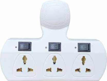 GEECONE COMBO Multi Plug 3+3 Universal Socket Extension Cordless Board Socket with Multi-Angle Adjustable mobile stand (white) 6 Amp Three Pin Plug