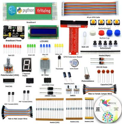 EPICTAC Starter Kit for Raspberry Pi 4/3/2 Model B/B+, LCD1602, Motor, C and Python Code, Beginner Starter Kit with PDF Tutorial Educational Electronic Hobby Kit