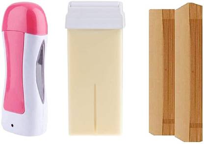 Veehaus Roll on Wax Heater Machine Hair Removal Wax Warmer with Roll on Wax Refill Cartridge and Wax Strip (80 Pcs) Hair Removal Waxing Kit for Women - Multicolor Wax