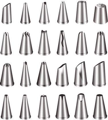 SHAFIRE Stainless Steel 24 Nozzle Piping Set for Cake Decoration and Icing, 17x11.2x4.8cm (Silver) Kitchen Tool Set