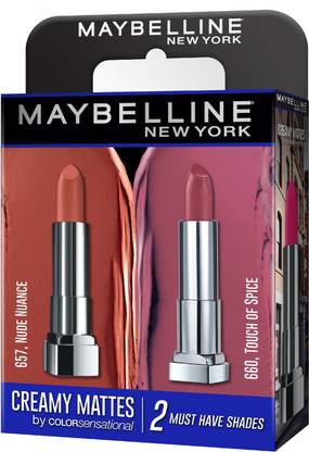 MAYBELLINE NEW YORK Creamy Matte Nude Nuance & Touch of Spice (Pack of 2)