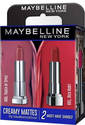 MAYBELLINE NEW YORK Creamy Matte Touch of Spice & Rich Ruby (Pack of 2)