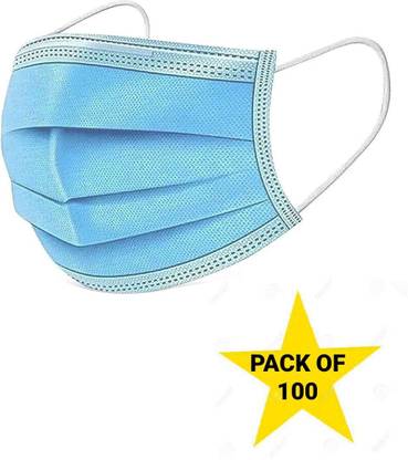 MR GR8 100 Pcs. 3 Ply Mask With Nose Pin, Unbreakable Ear loops (Ultrasonically Welded) & Ultra Soft Ear loops (which does not hurt ears) (BOX SEALED PACKING) Surgical Mask
