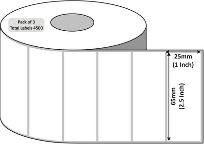 The Barcode Station Avery Chromo Barcode Labels 1 Up Size 65mm x 25mm, 1500 Labels per roll X 3 Rolls = 4500 Self adhesive Paper Label