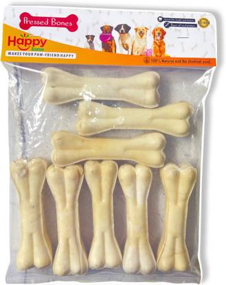 Happysome Rawhide Pressed Bones for Dogs. 5 inches (Pack of 8) Chicken, Mutton Dog Chew