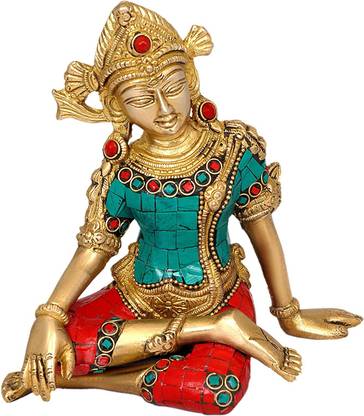 DAS TRADERS Sitting God Indra Dev Brass Statue Idol, Decorative Showpiece  -  10 cm