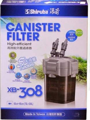 Shiruba XB-308 External Canister Filter Power:13.5 Watts OutPut : 660-720 L/H Suitable for 60 Cm -90 Cm Tank ( Filter Media Included ) Canister Aquarium Filter