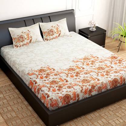 Pavo 210 TC Cotton Double Floral Flat Bedsheet
