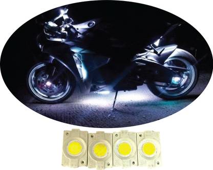 hjg Sunny Day White IMPORTED Underglow PATCH LIGHTS (Front/Rear , Bike Body Lights) - PACK OF 4 - IP65 WATERPROOF DUSTPROOF SHOCKPROOF - Universal Brake Light Motorbike, Car, Van, Truck LED (12 V, 1.5 W)