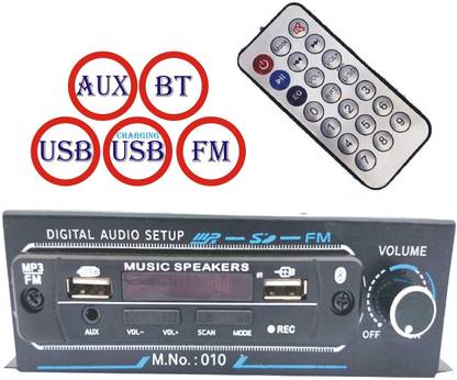 SHOPDAY Music Player BT/AUX/FM/USB FOR MUSIC/USB FOR CHARGING Use in CAR/Bike/Auto/Taxi/Tractor/Battery rickshaw Car Stereo