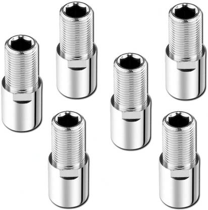 RUHE Full Brass 3 Inch Extension Nipple for Pipe Fittings Set of 6 (Chrome Finish) Faucet Nozzle