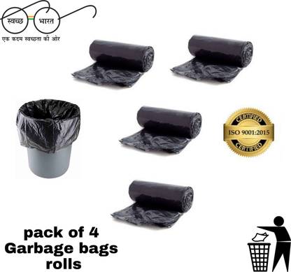 ALEX INDIA MARKETING HMS- CLEAN NEW PACK GARBAGE BLACK-04 Medium 13 L Garbage Bag  Pack Of 120