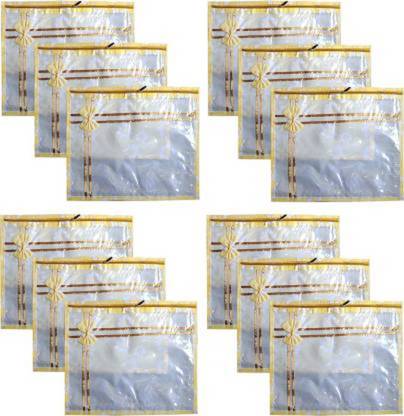 Dev Handicraft Saree Bag Non Woven Underbed Storage Bag,Storage Organiser,Saree Cover with Transparent Window Flower Design Transparent Saree Cover (Set of 12)