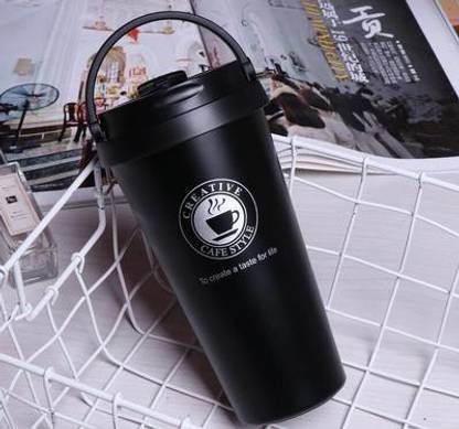 Black Camel Stainless Steel Vacuum Flask Car Thermos With Handle Coffee Tea Travel Thermal Bottle Tumbler Thermocup Vacuum Flask & Thermo- Black Stainless Steel Coffee Mug
