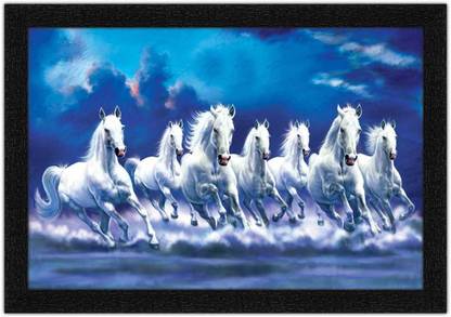 Bhawana Creation SEVEN HORSES Digital Reprint 8 inch x 10 inch Painting