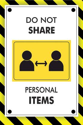 Precaution Poster "Do Not Share Personal Items"|virus posters|Wall Posters for Offices/Hospitals/Home|High Resolution 300 GSM Poster Paper Print