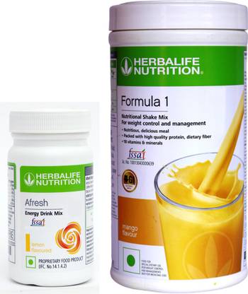 HERBALIFE Formula 1 Shake Mix - Mango Flavor With Afresh Energy Drink - lemon Flavor Plant-Based Protein
