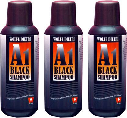 Dr. Wellmans अरानिका,अमला और शिकाकाई की गुडनेस के साथ A1 ब्लैक शैम्पू (3 का पैक)