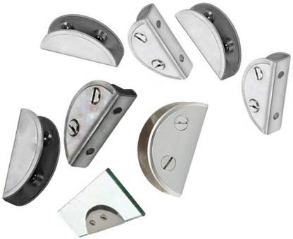 RiseOm Stainless Steel D Type Glass Shelf Bracket for 12 mm Glass pack of 24 Pcs 4 cm x 2 cm Shelf Bracket