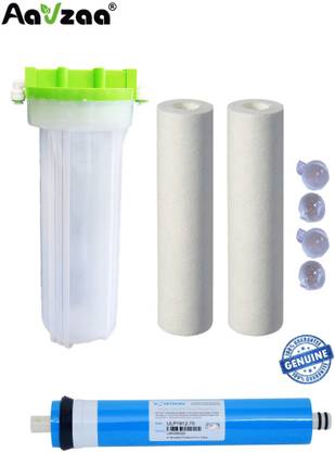 Aavzaa Vontron RO Membrane 80GPD+ Tranceperant Green bowl Pre-Filter Bowl/Outer Filter/Housing + R.O Spun Candel 2 pcs+ Antiscalent bol 4pcs ro kit Solid Filter Cartridge