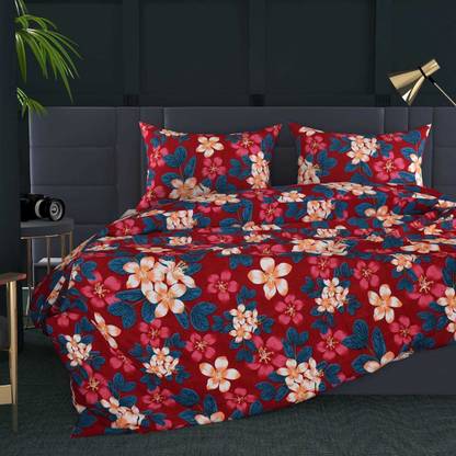 Nanda 220 TC Cotton Queen Floral Flat Bedsheet